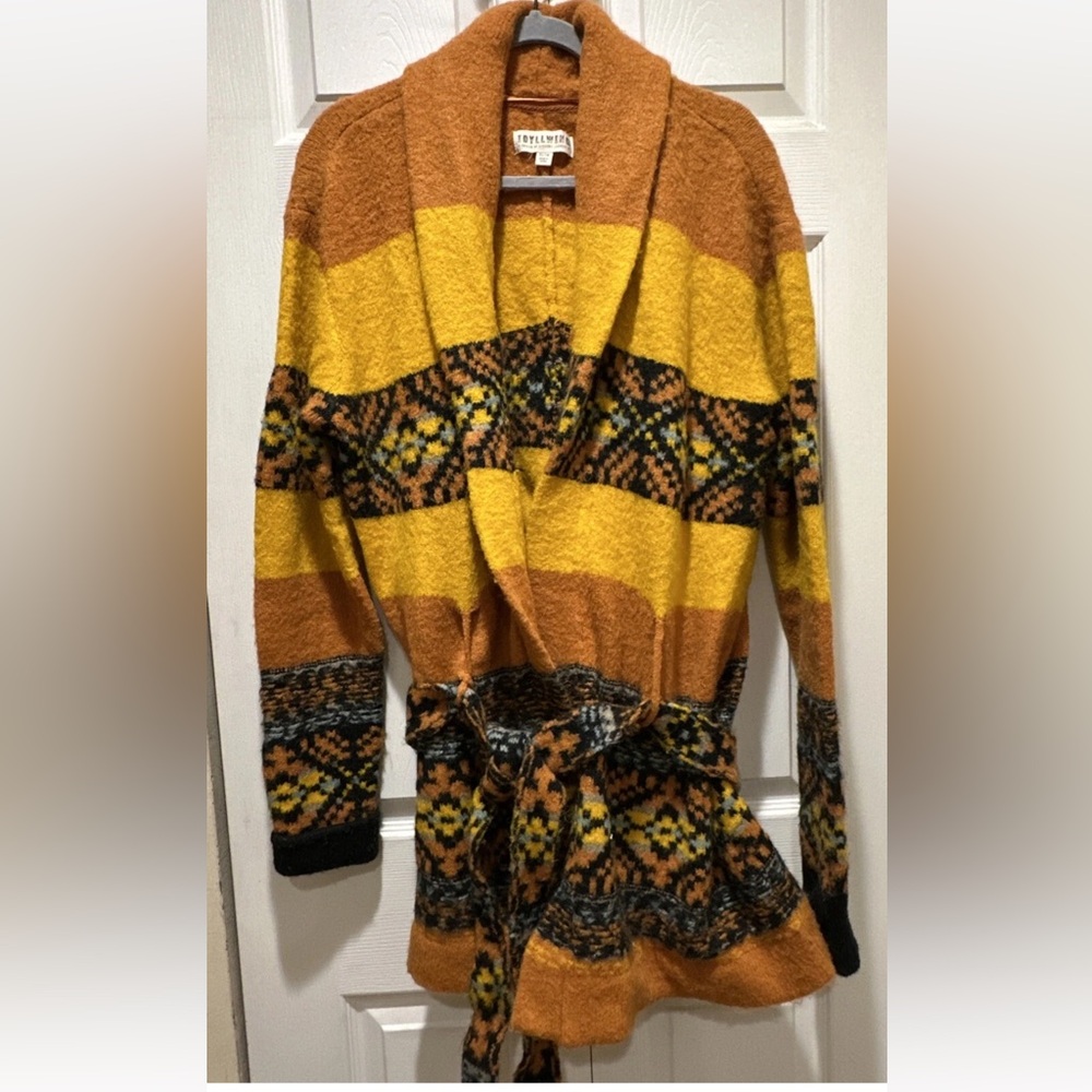 Idyllwind Miranda Lambert Gold Aztec Stripe Western Cowboy Cardigan Sweater XL